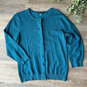 Cable & Gauge Teal Button-Up Cardigan
